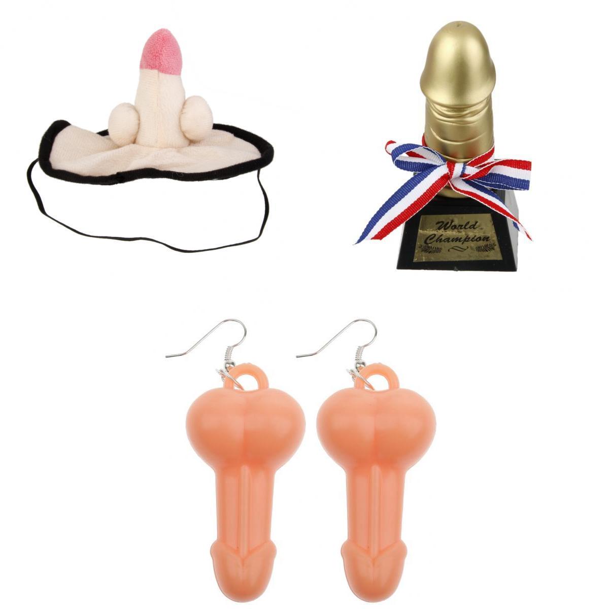 3 Pieces Funny Willy Shape Eye Mask Earrings Trophy Hen Party Accessories