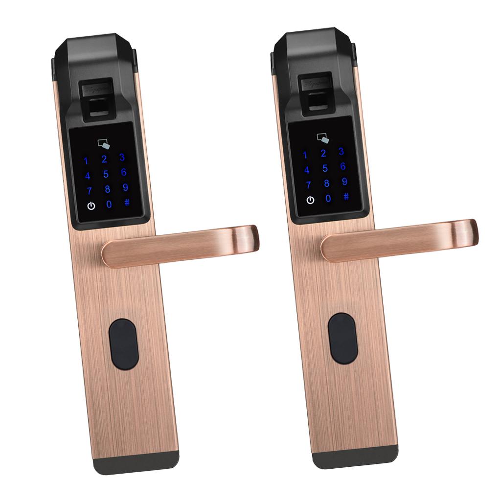 2 Electronic Smart Door Biometric Fingerprint Touch Password Lock Red Bronze
