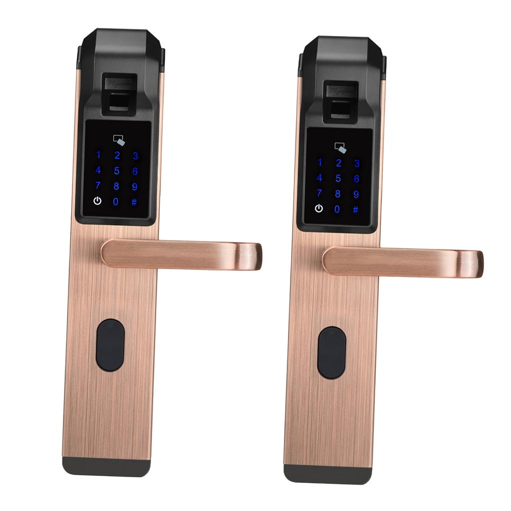 2 Electronic Smart Door Biometric Fingerprint Touch Password Lock Red Bronze