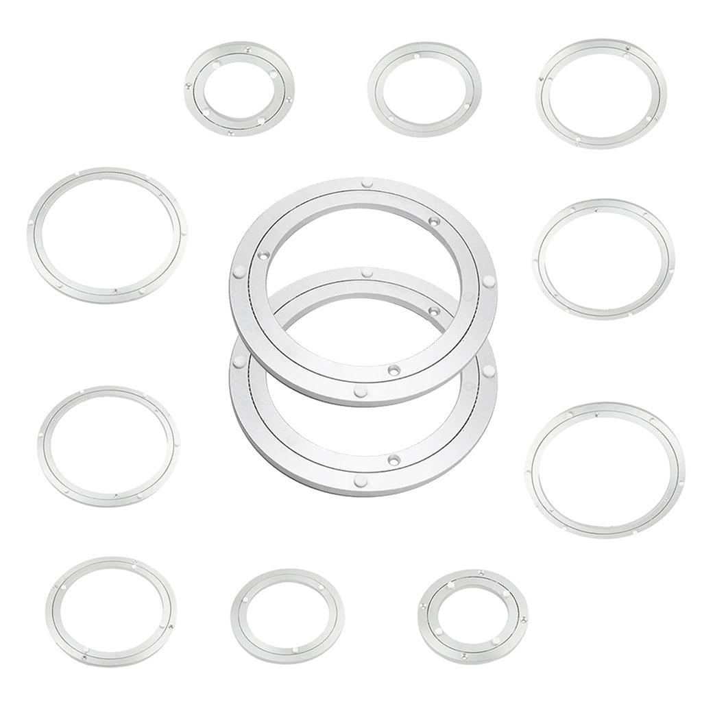 2 Aluminum Alloy Round Rotating Turntable Bearing Table Silver White 5.5inch