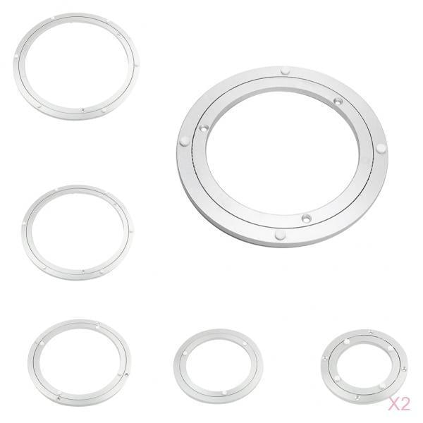 2 Aluminum Alloy Round Rotating Turntable Bearing Table Silver White 5.5inch