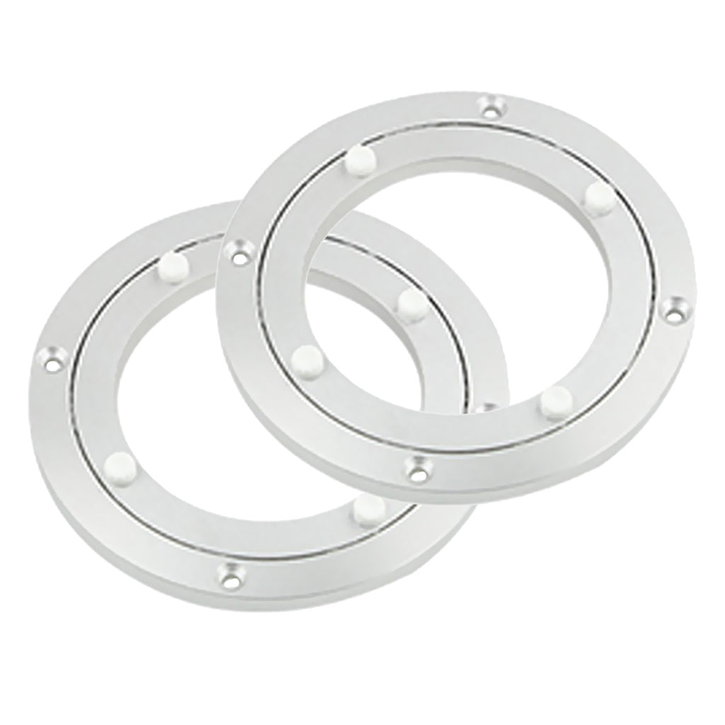 2 Aluminum Alloy Round Rotating Turntable Bearing Table Silver White 5.5inch