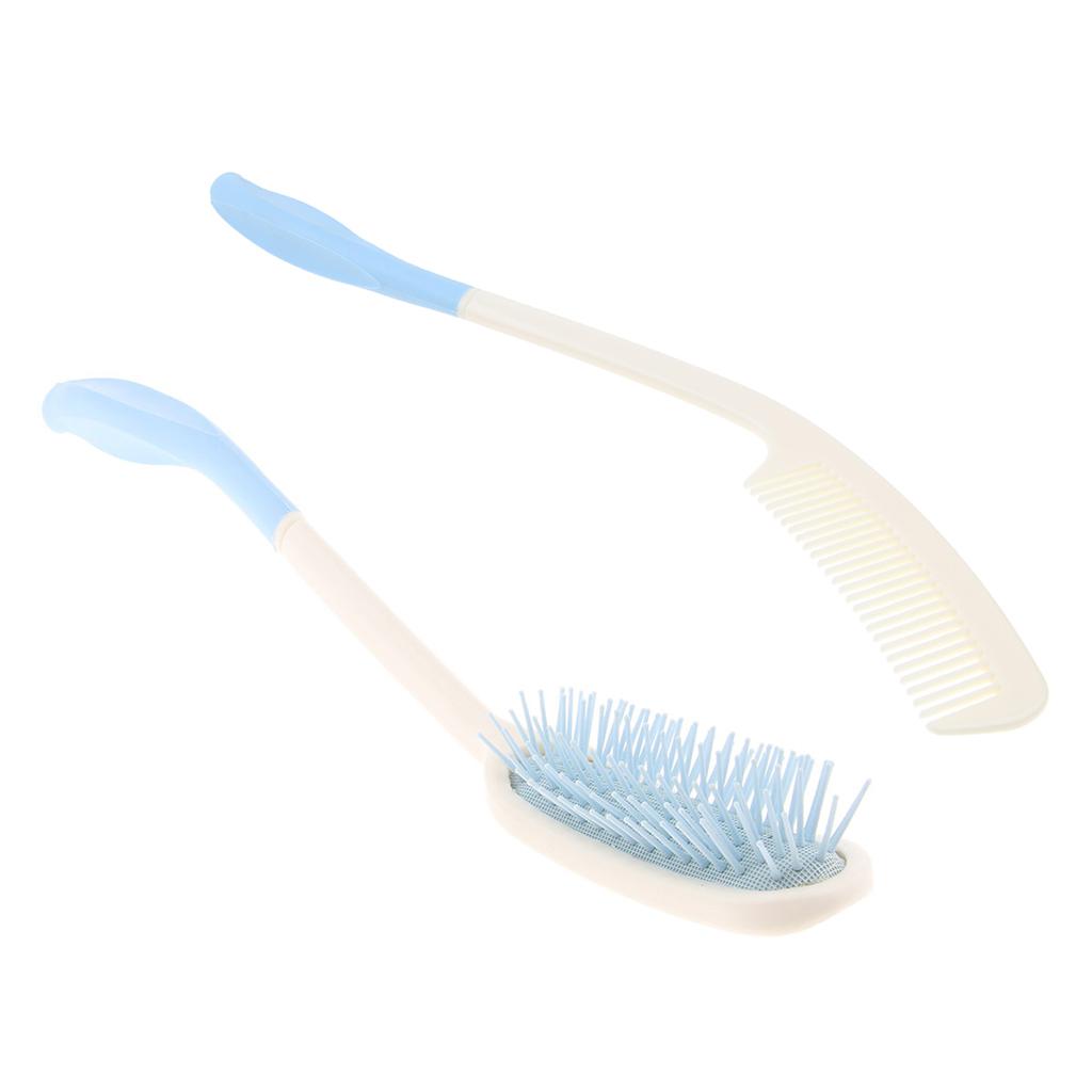 2x Long Reach Hairbrush Handled Brush Elder Arthritis Styling Scalp Massage
