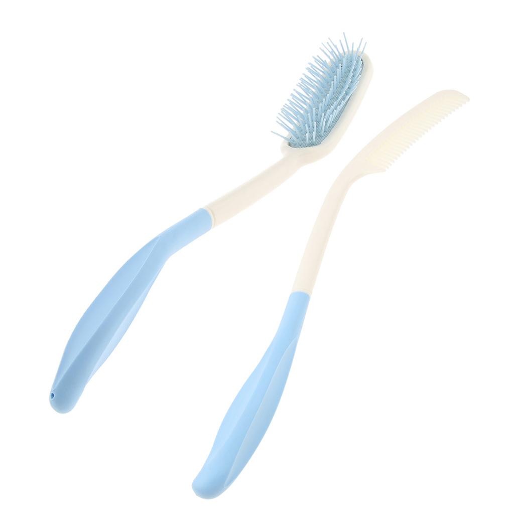 2x Long Reach Hairbrush Handled Brush Elder Arthritis Styling Scalp Massage