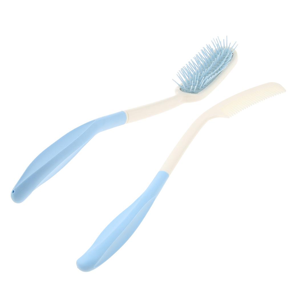 2x Long Reach Hairbrush Handled Brush Elder Arthritis Styling Scalp Massage