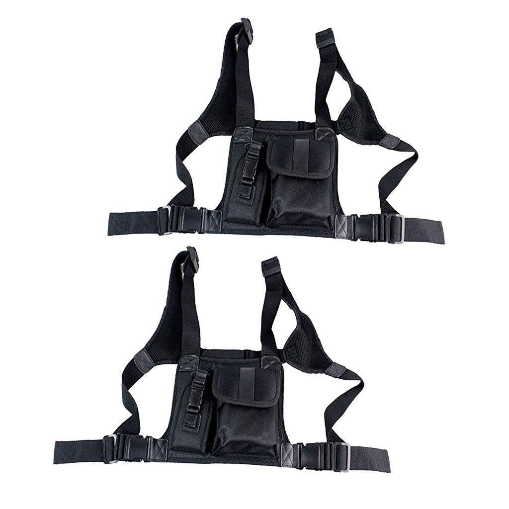 2x Radio Chest Harness Chest Front Pack Pouch Holster Vest Rig for Radio