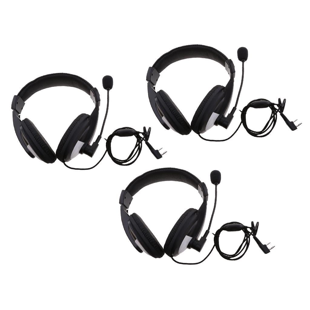 2 Pin Noise Cancelling Overhead Earpiece Headset w/ Mic for Two Way Radio