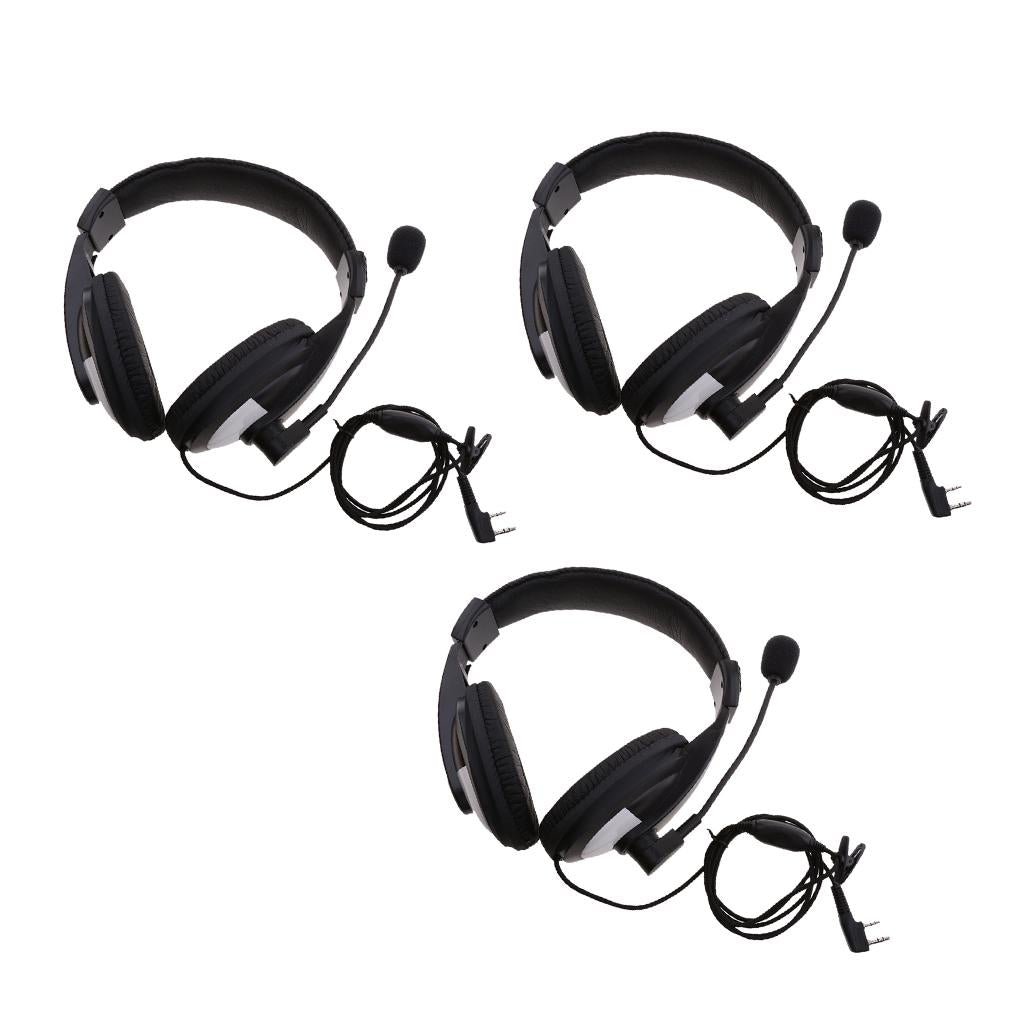 2 Pin Noise Cancelling Overhead Earpiece Headset w/ Mic for Two Way Radio