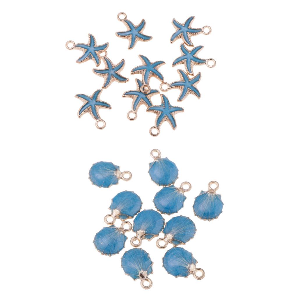 20pcs Starfish/Seashell Charms Beads Pendants for Bracelet Jewelry Making