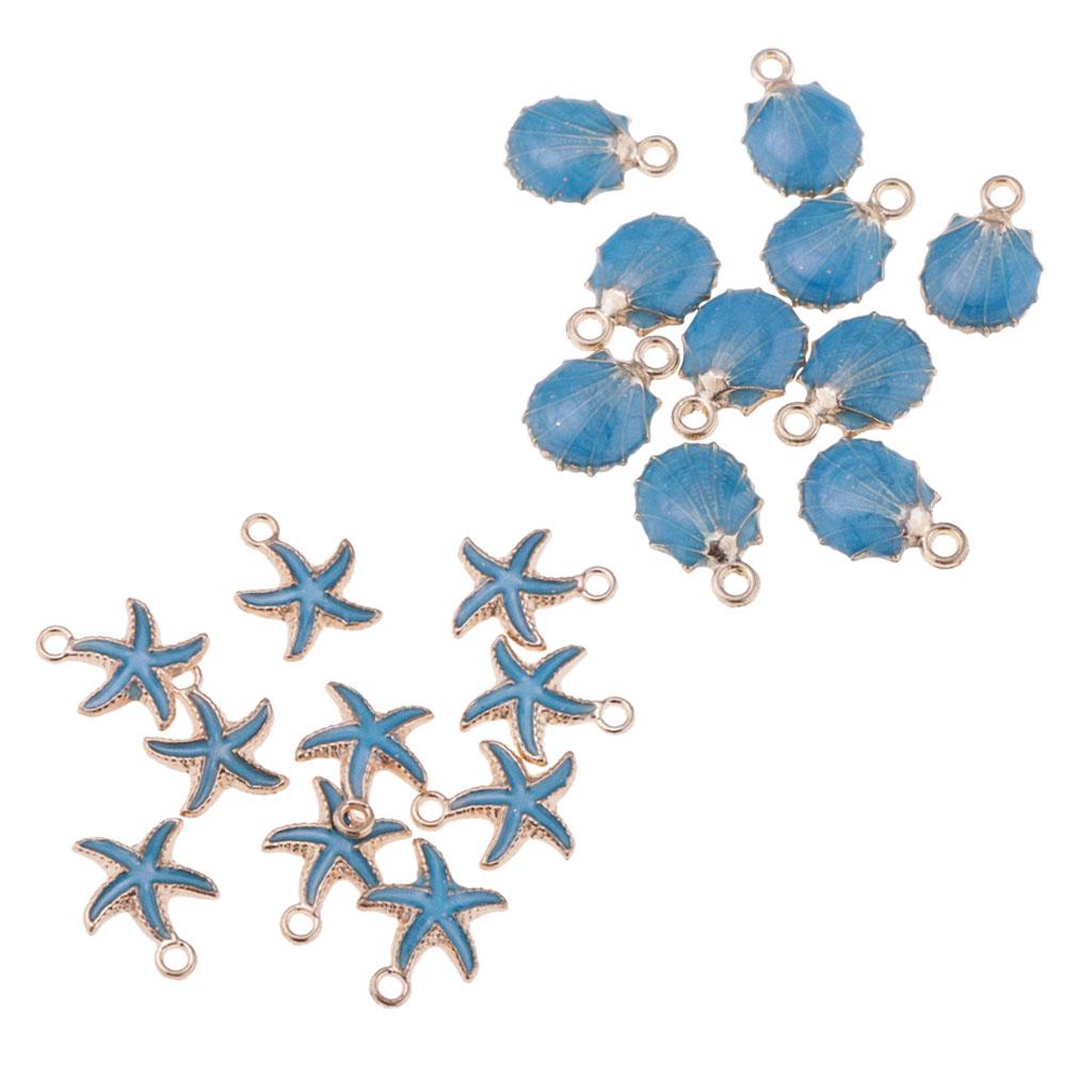 20pcs Starfish/Seashell Charms Beads Pendants for Bracelet Jewelry Making