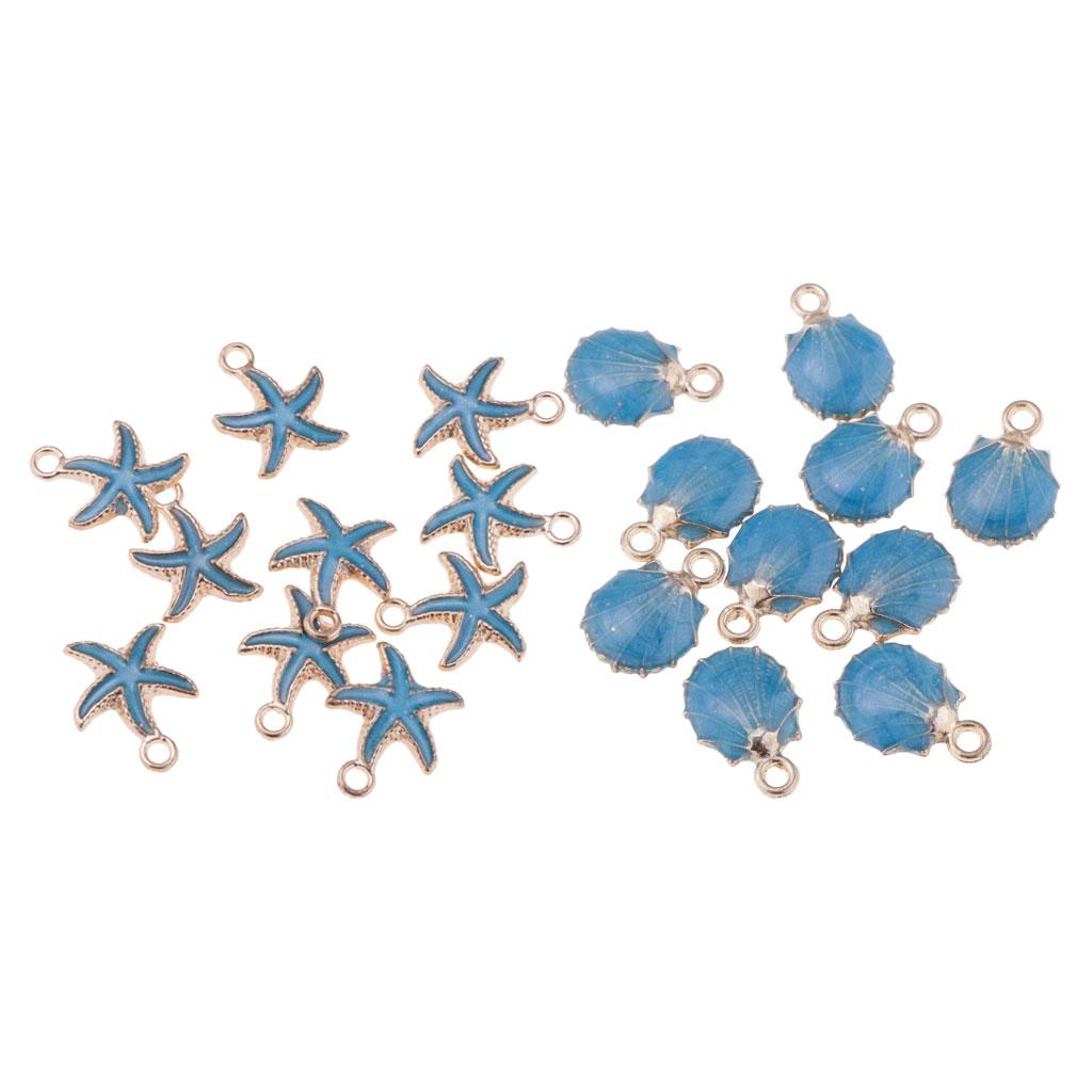 20pcs Starfish/Seashell Charms Beads Pendants for Bracelet Jewelry Making