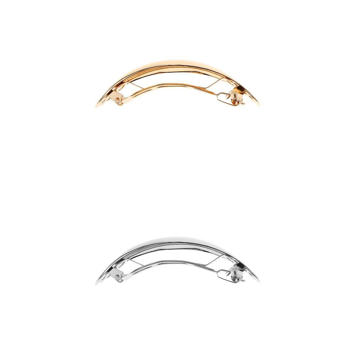 2 Pieces Automatic Tube French Barrette Large Hair Clip Pin Ponytail Holder