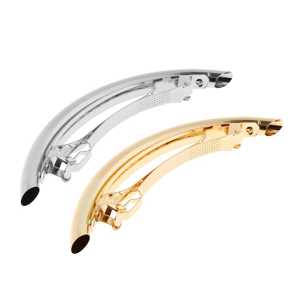 2 Pieces Automatic Tube French Barrette Large Hair Clip Pin Ponytail Holder