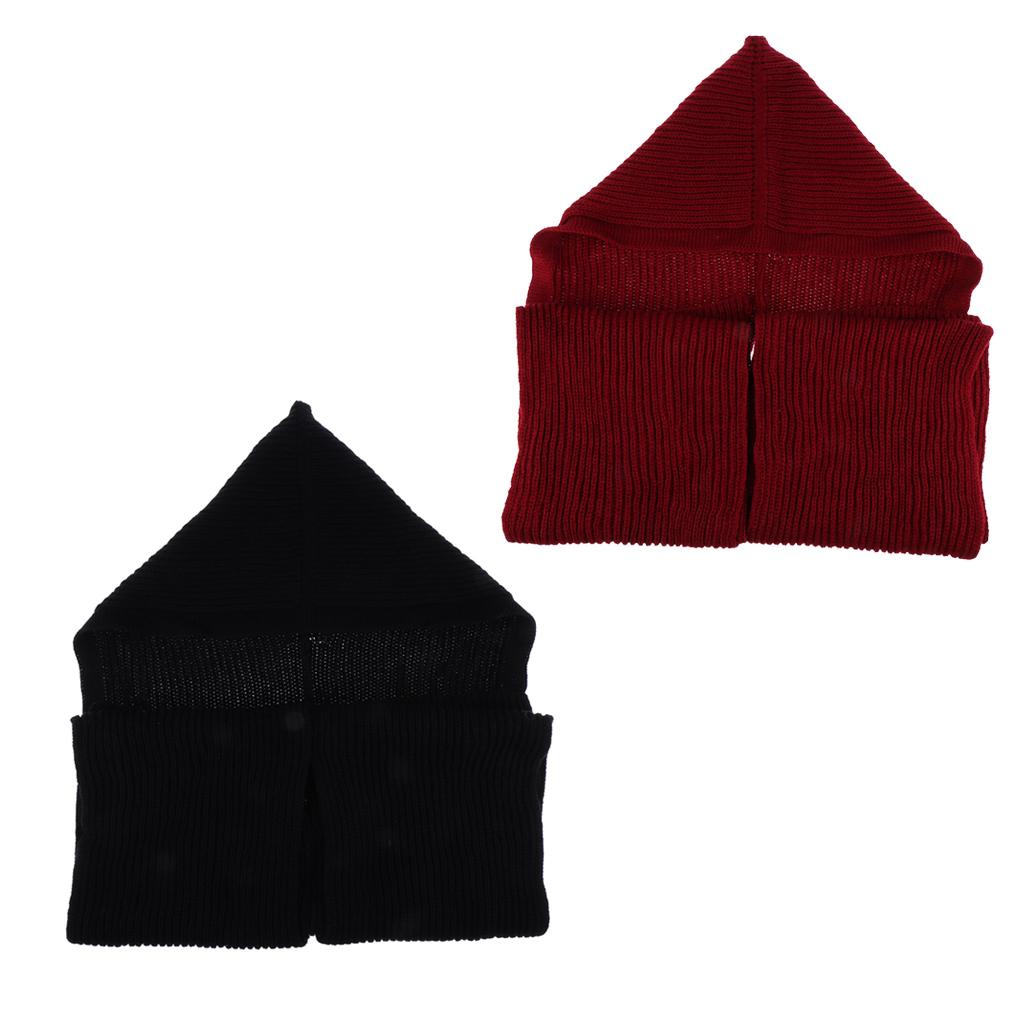 2pcs Parent-child Winter Knit Hooded Scarf Headscarf Neck Warmer Hoodie Hat