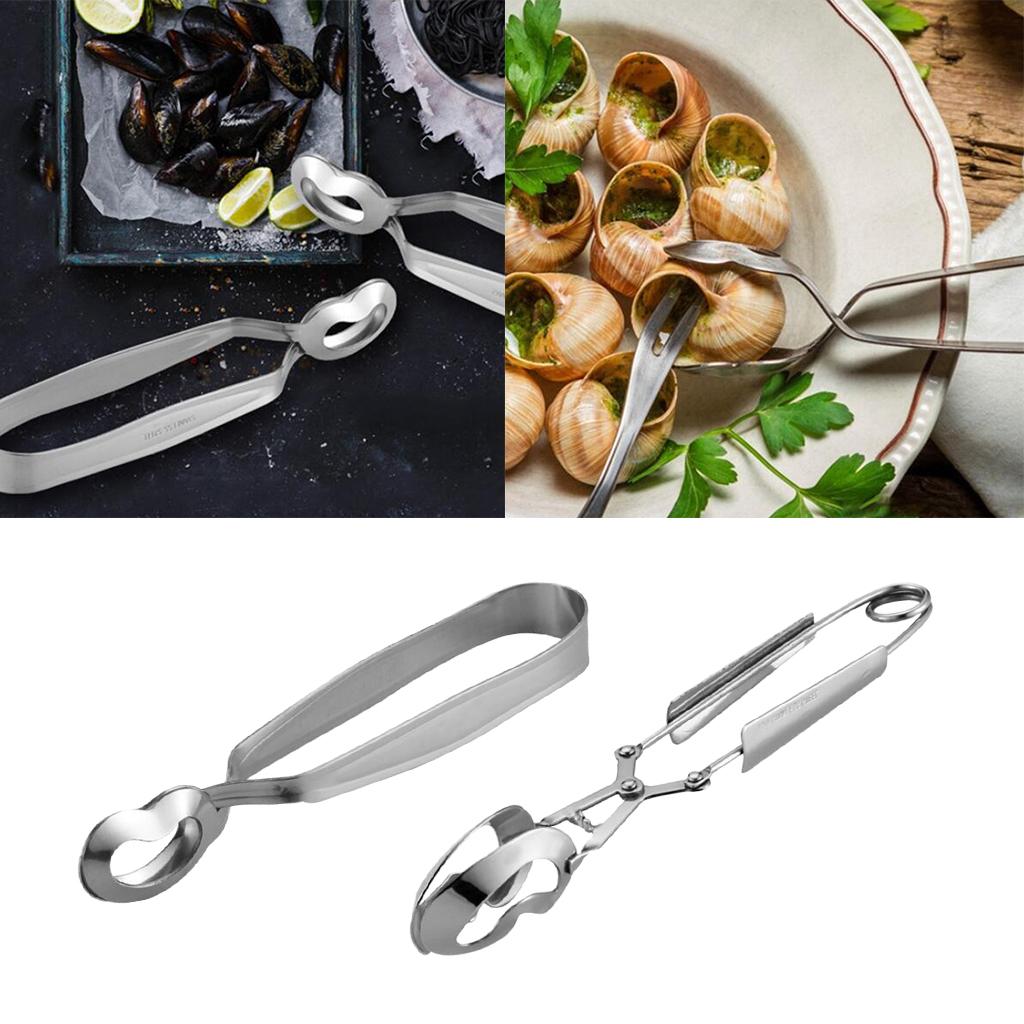 2pcs Escargot Tongs Snail Tongs Stainless Steel Heavy Kitchen Cooking Tool
