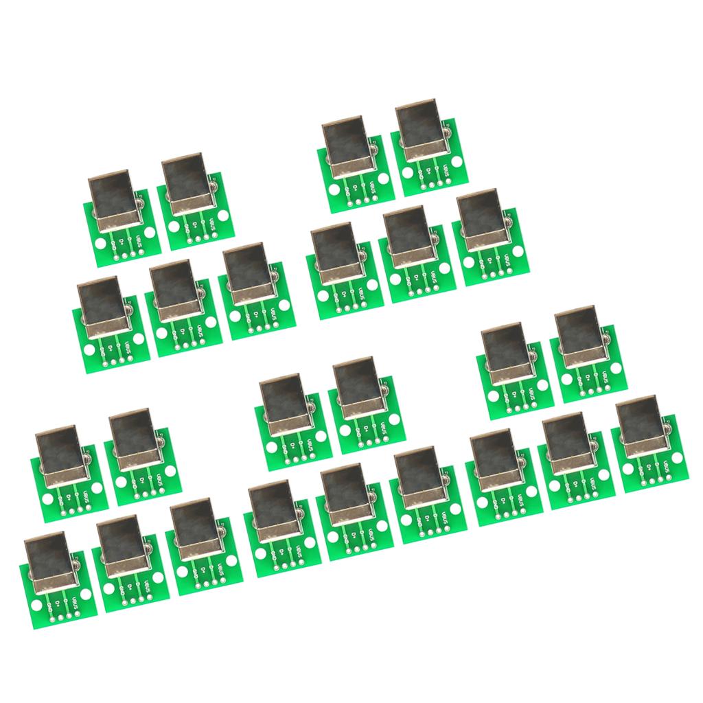25Pieces USB Type B Female Breakout Board to DIP Converter Connector Adapter