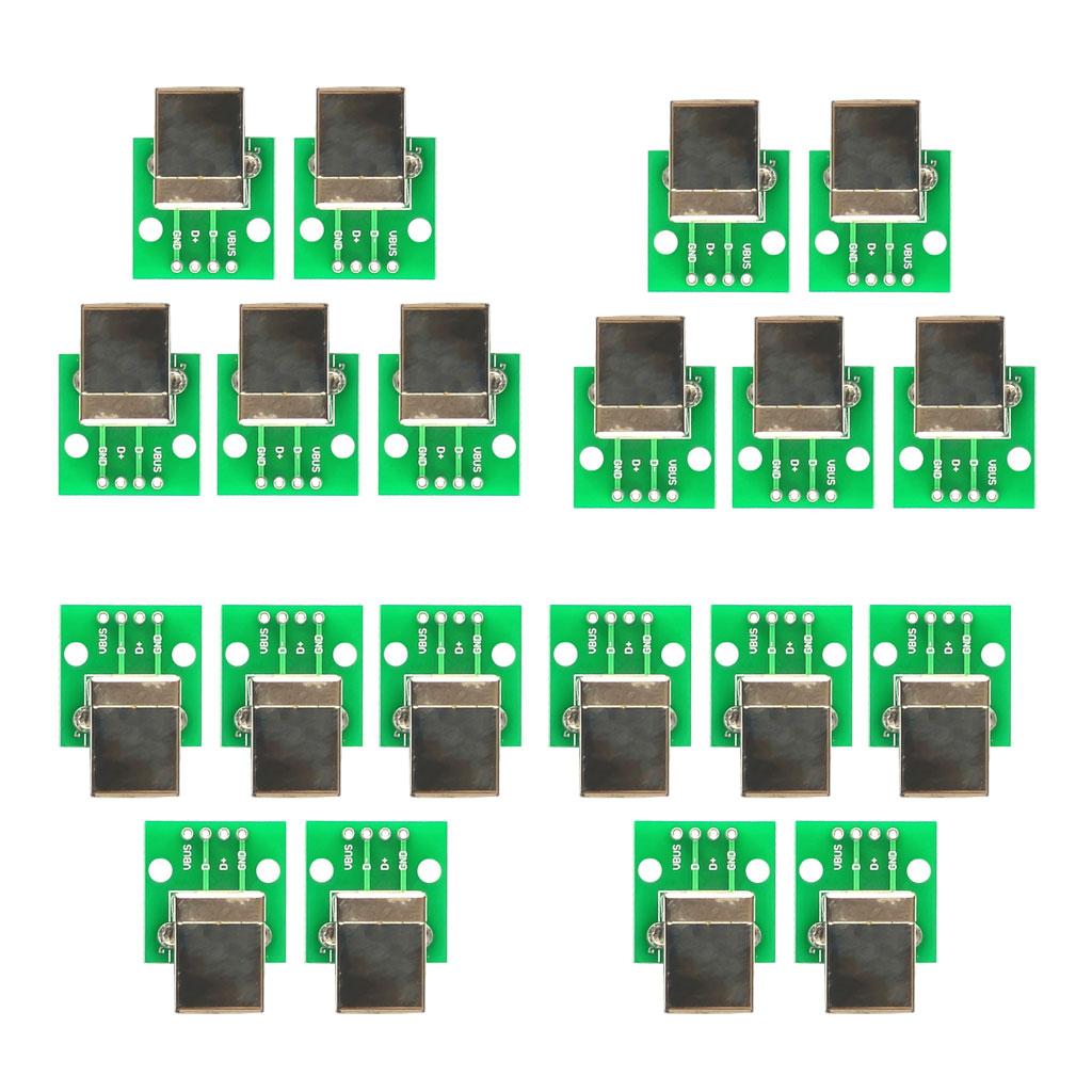 20Pcs USB Type B Female Breakout Board to DIP Converter Connector Adapter