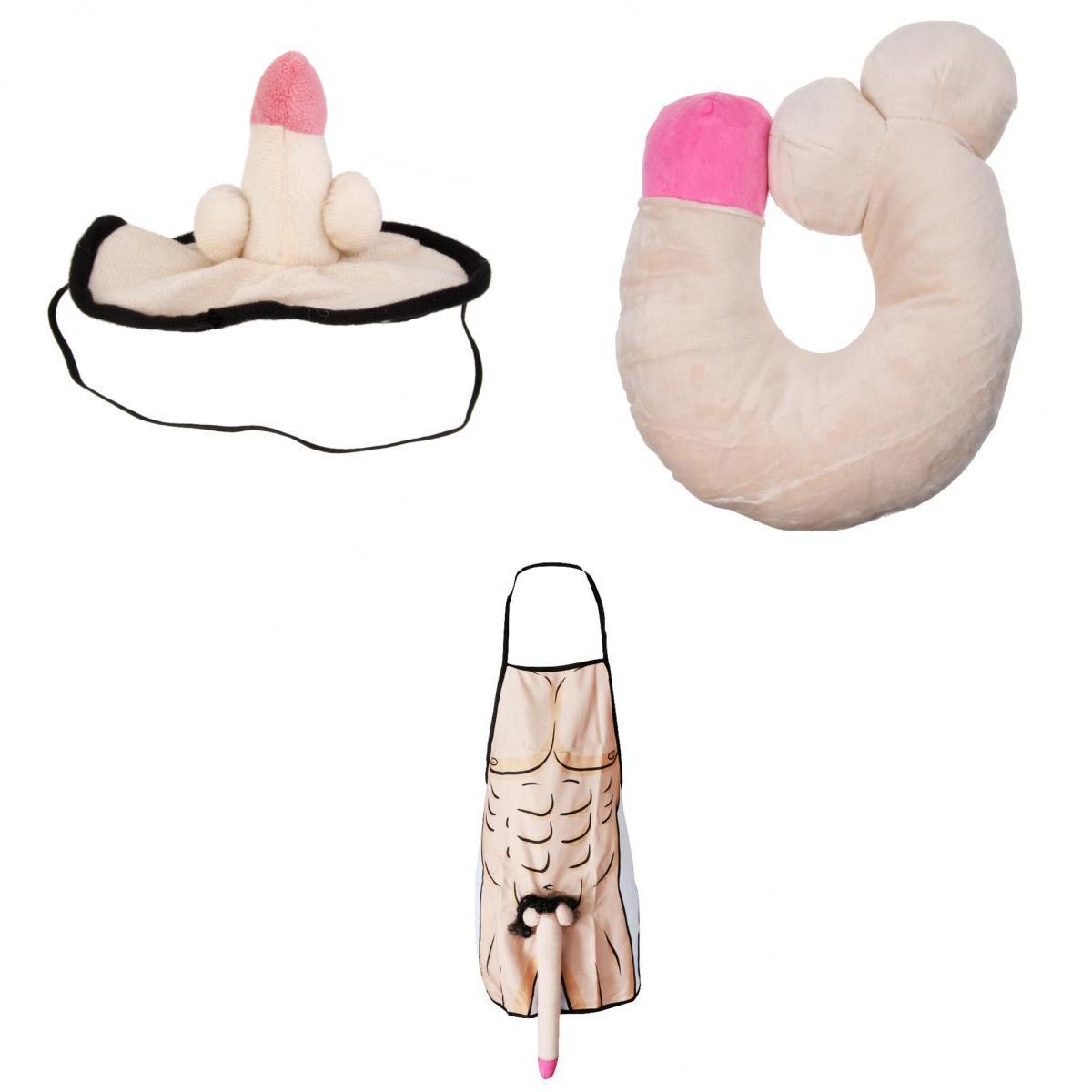 3 Pieces Funny Willy Eye Mask Neck Pillow Apron Hen Night Party Accessory