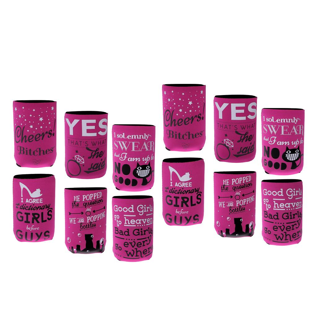 12pcs Stubby Beer Tin Can Cooler Sleeve Hen Night Bride to Be Girls Party