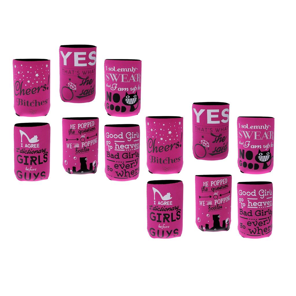 12pcs Stubby Beer Tin Can Cooler Sleeve Hen Night Bride to Be Girls Party