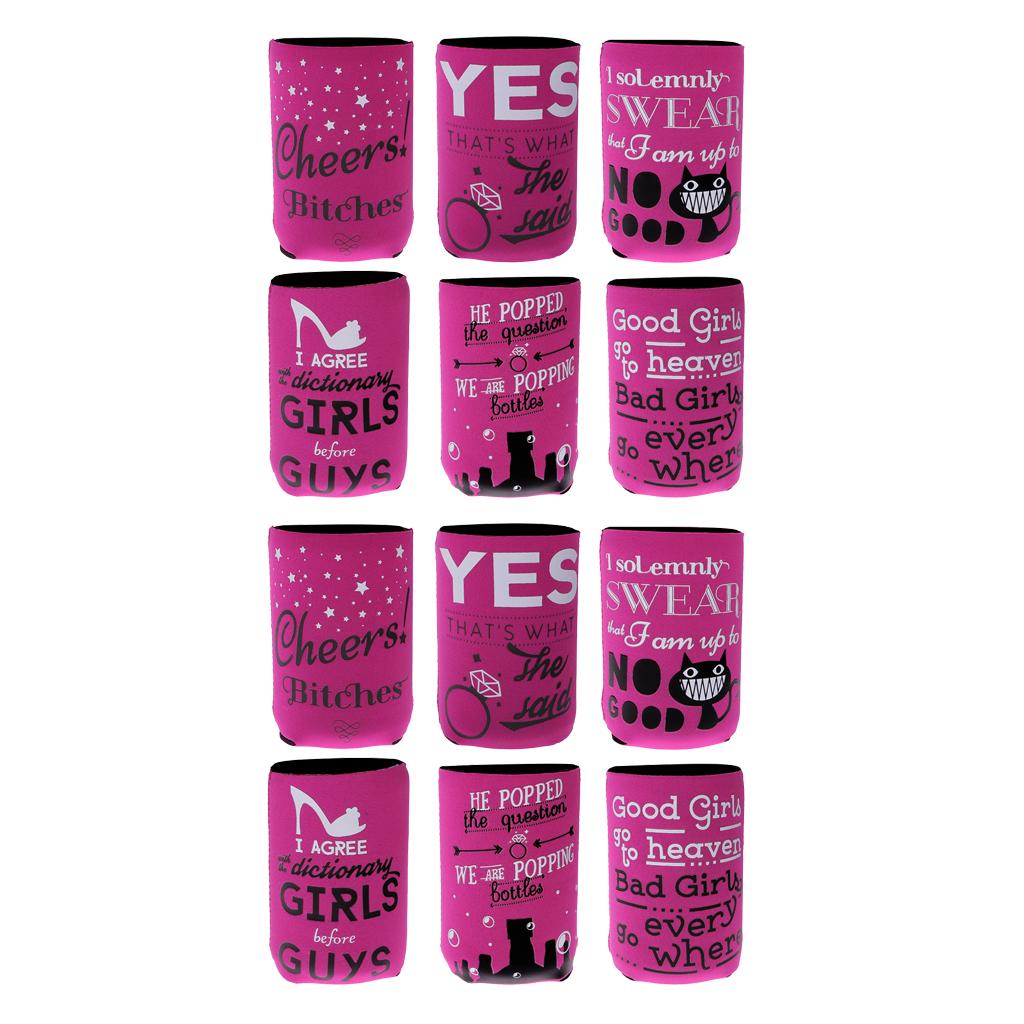 12pcs Stubby Beer Tin Can Cooler Sleeve Hen Night Bride to Be Girls Party