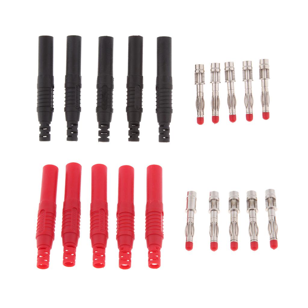 10Pcs 4mm Insulated Shrouded Banana Plug DIY Test Pen Probe Connectors