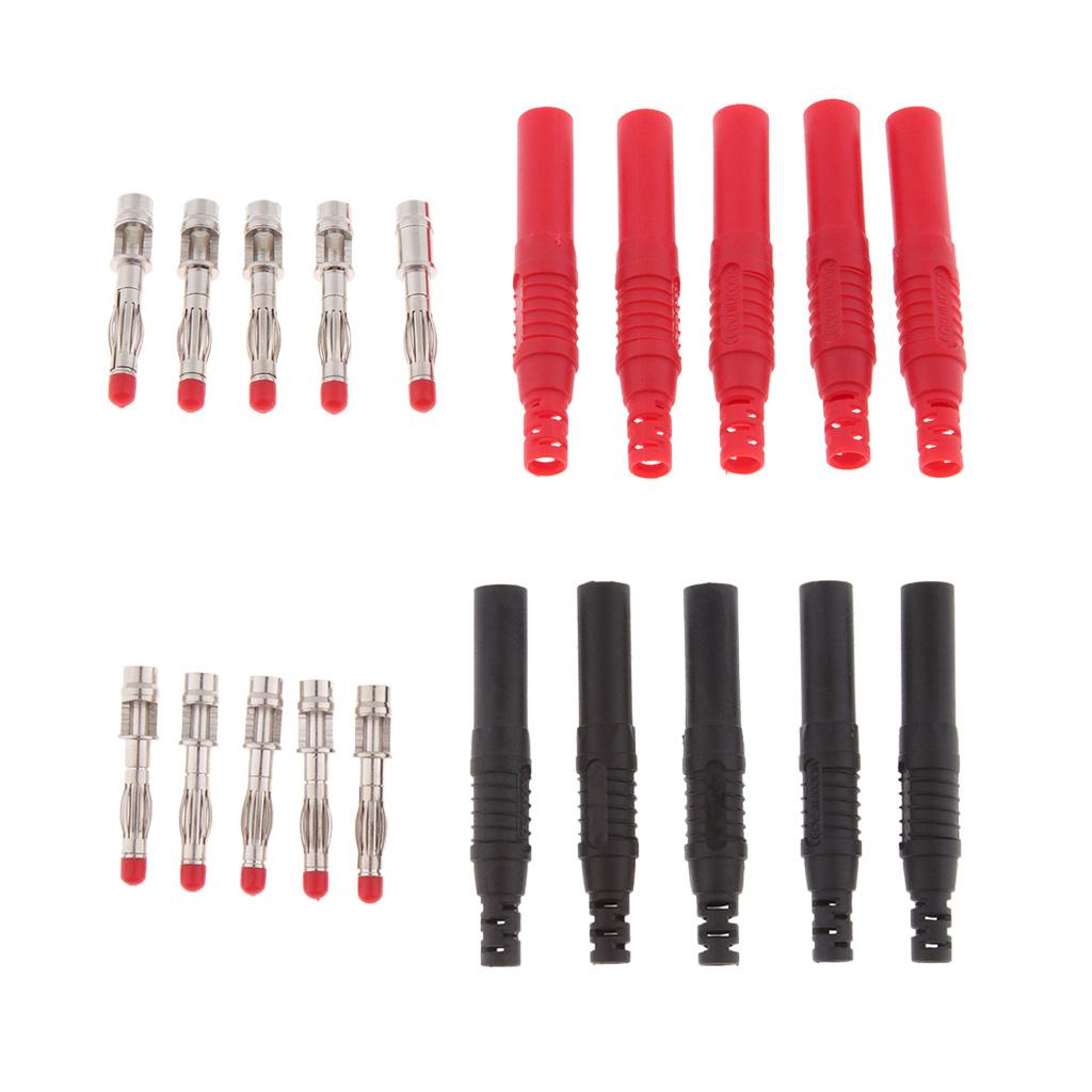 10Pcs 4mm Insulated Shrouded Banana Plug DIY Test Pen Probe Connectors