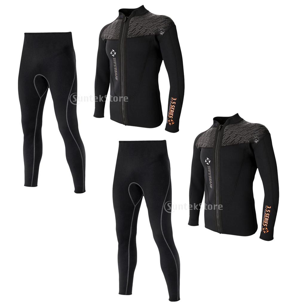 2 Set 3mm Neoprene Wetsuits Long Sleeve Front Zip Jacket Diving Suit Pants L
