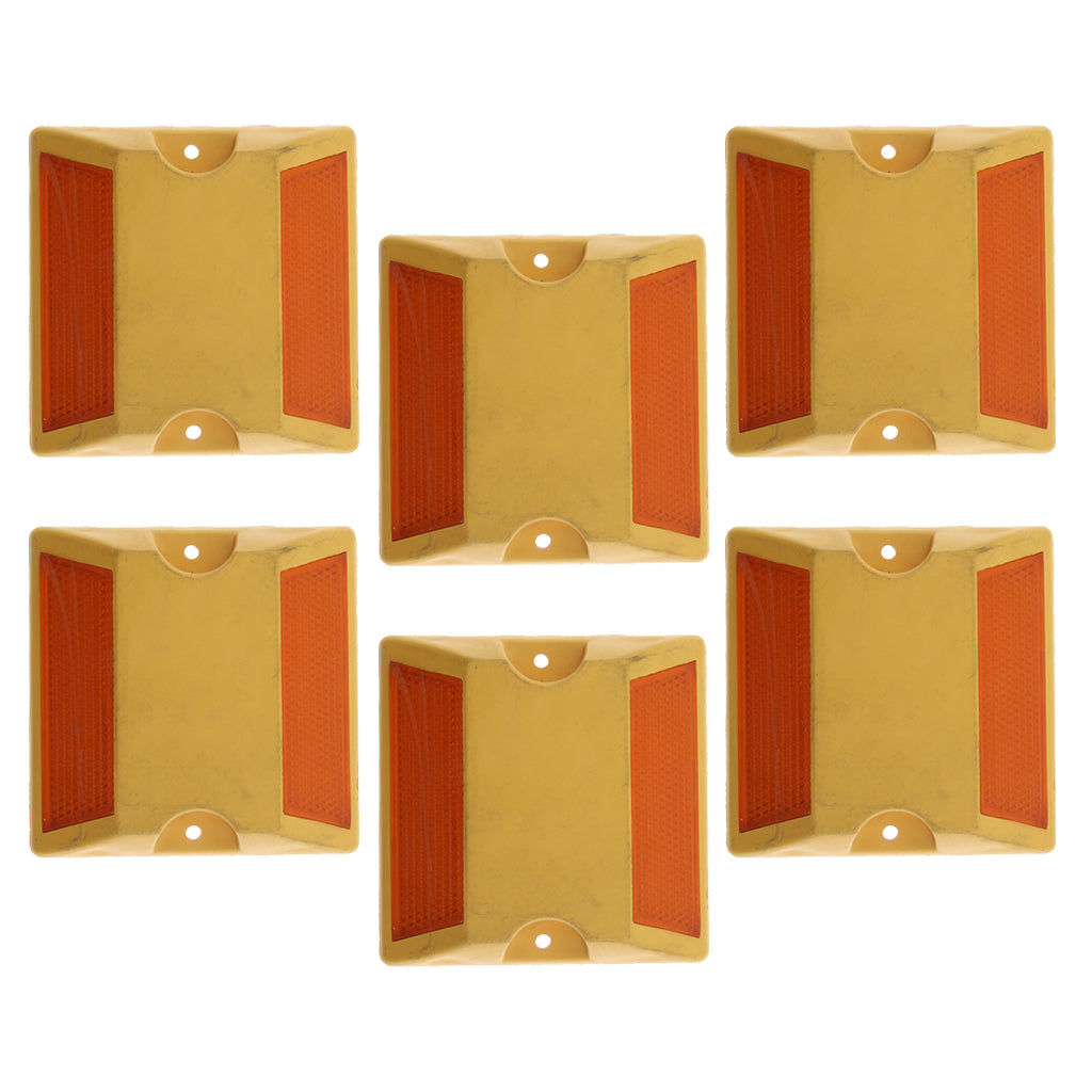 6Pcs Commercial Reflective Road Pavement Marker Reflective Road Sign, Yellow