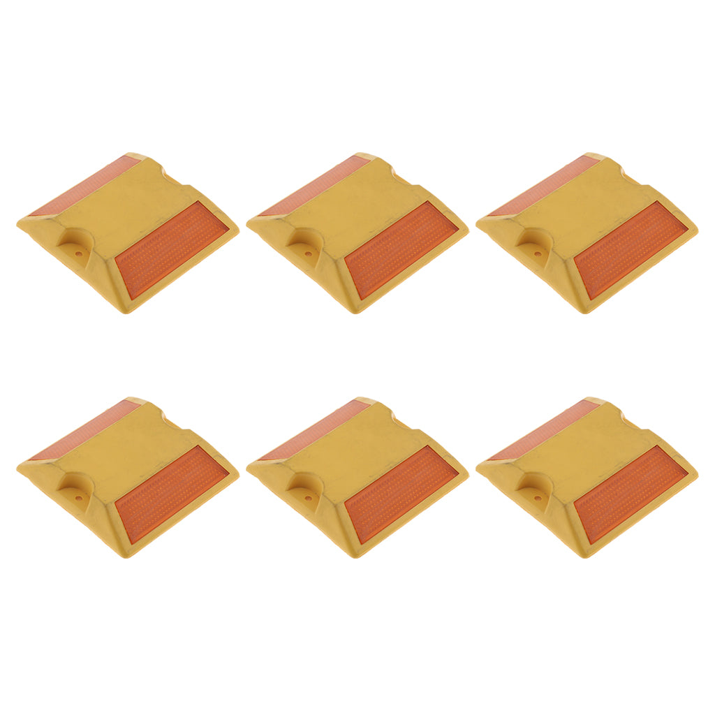 6Pcs Commercial Reflective Road Pavement Marker Reflective Road Sign, Yellow