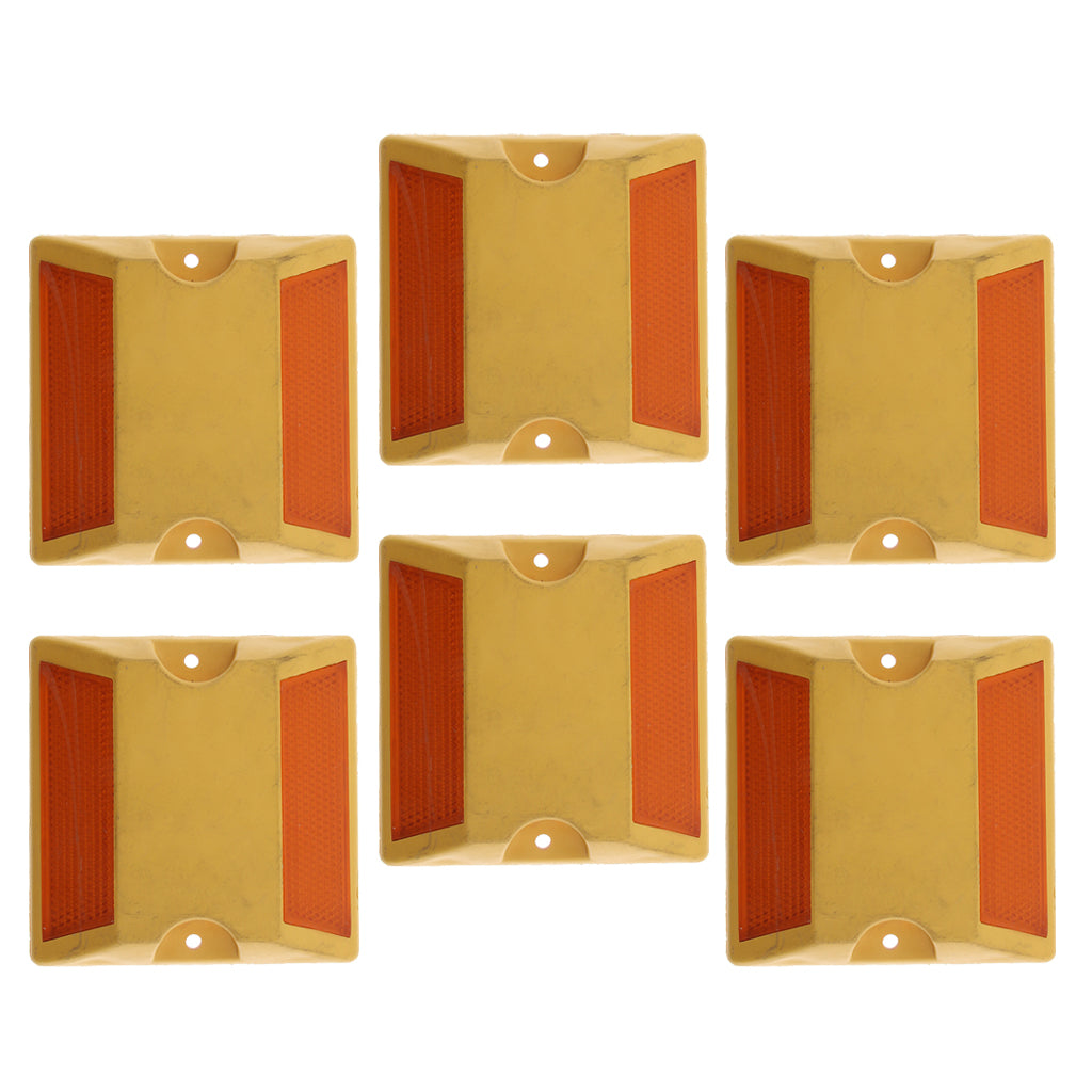 6Pcs Commercial Reflective Road Pavement Marker Reflective Road Sign, Yellow