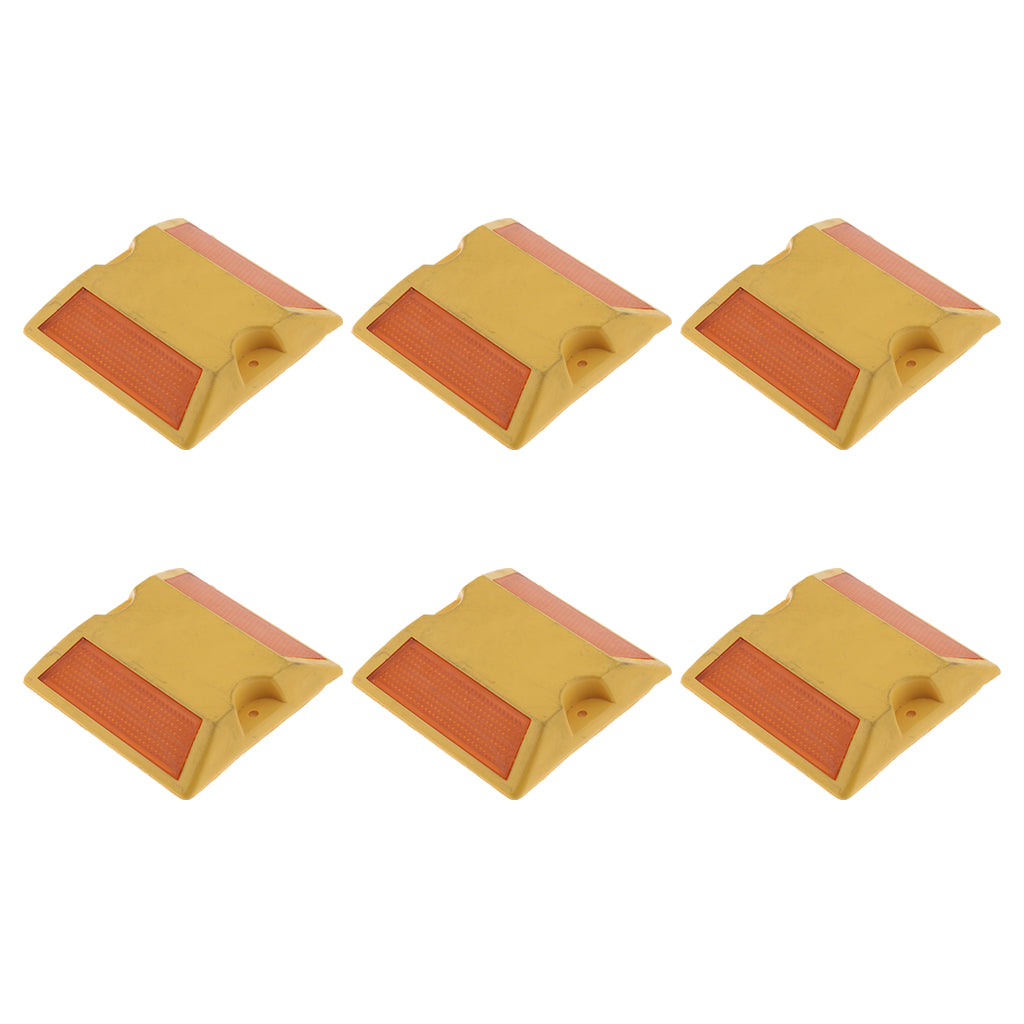 6Pcs Commercial Reflective Road Pavement Marker Reflective Road Sign, Yellow