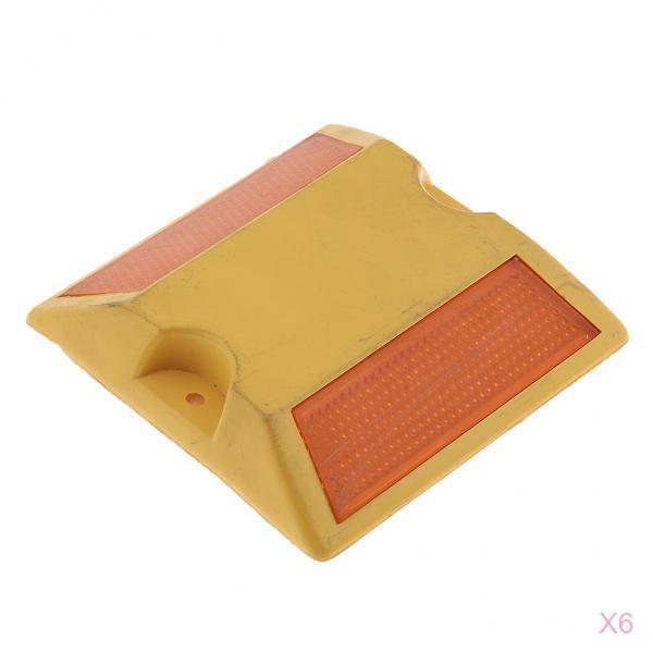 6Pcs Commercial Reflective Road Pavement Marker Reflective Road Sign, Yellow