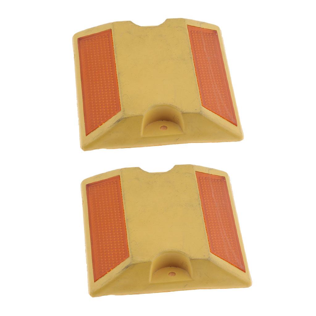 2Pcs Commercial Reflective Road Pavement Marker Reflective Road Sign, Yellow