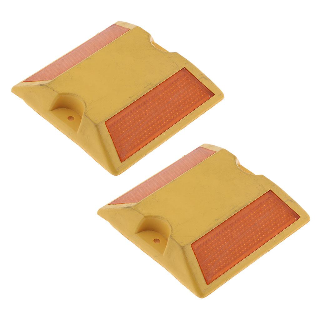 2Pcs Commercial Reflective Road Pavement Marker Reflective Road Sign, Yellow