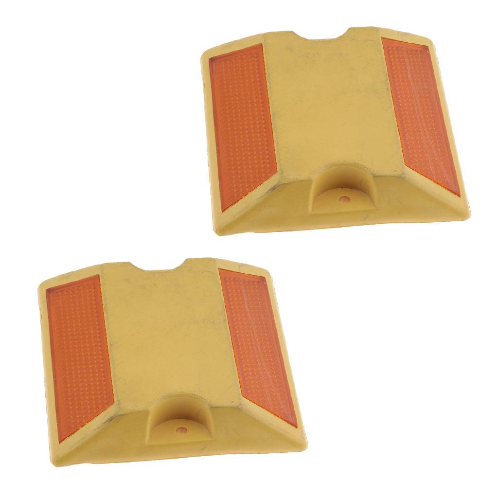 2Pcs Commercial Reflective Road Pavement Marker Reflective Road Sign, Yellow