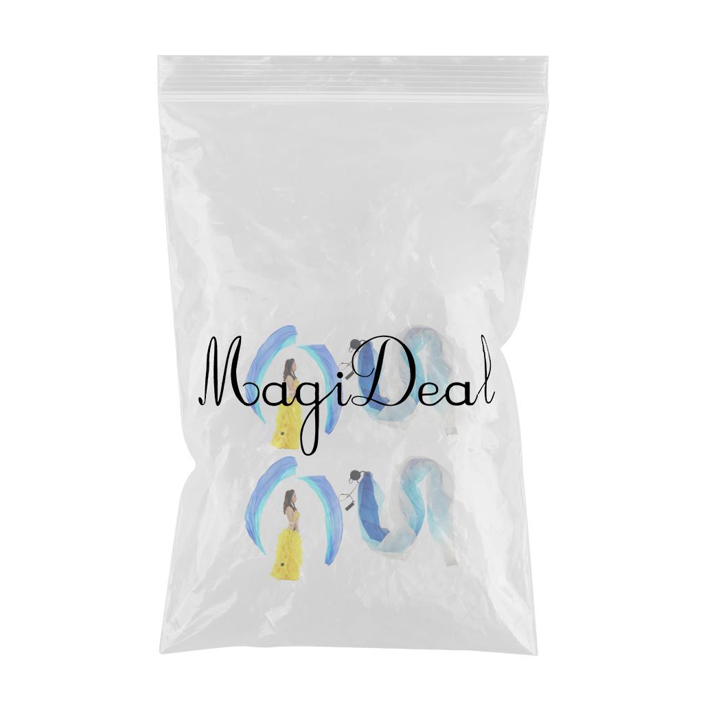 2x Belly Dance Silk Veil Poi Throw Balls Dancing Accessories Turqoise Blue
