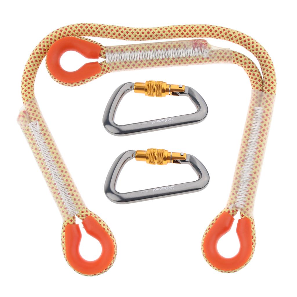 11mm Rock Climbing Nylon Pre-sewn Prusik Loop Y Lanyard with 2pcs Carabiner