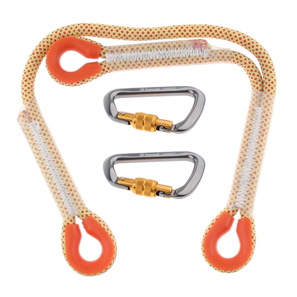 11mm Rock Climbing Nylon Pre-sewn Prusik Loop Y Lanyard with 2pcs Carabiner