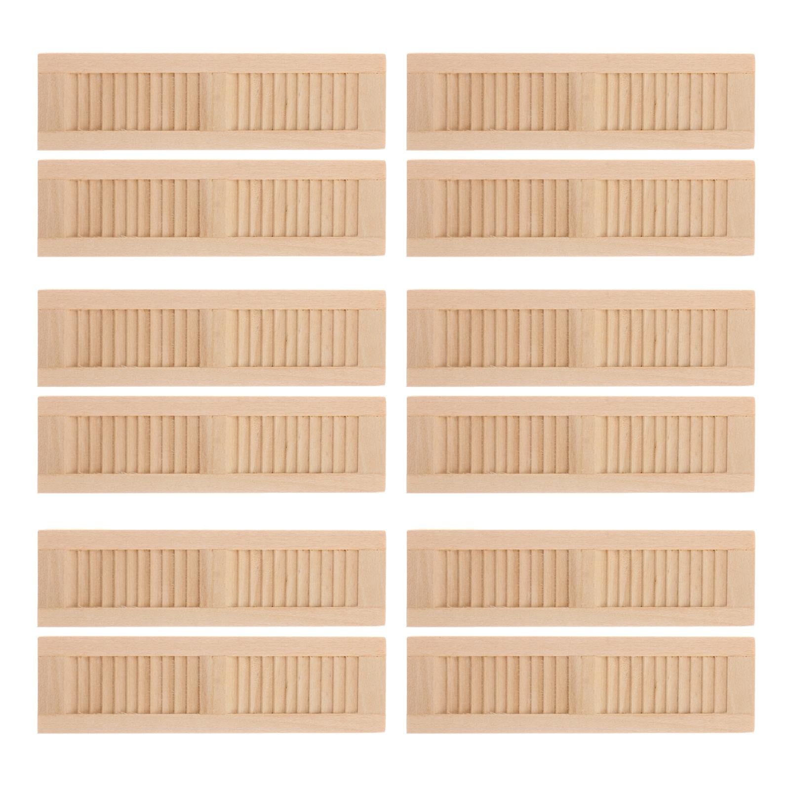 12Pcs 1/12 Dollhouse Furniture Wooden Shutters DIY Window Accessory