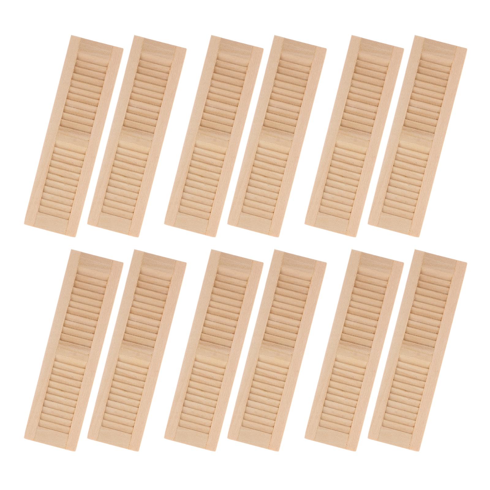 12Pcs 1/12 Dollhouse Furniture Wooden Shutters DIY Window Accessory