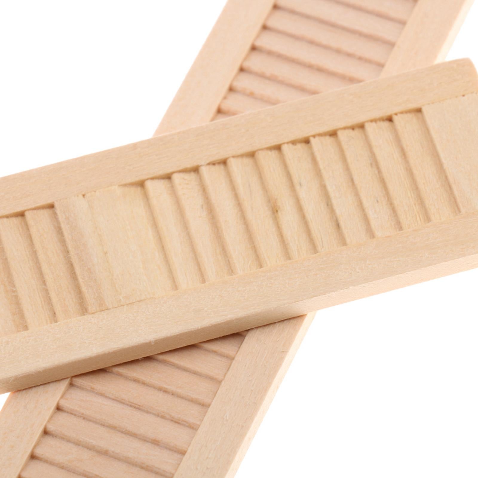 12Pcs 1/12 Dollhouse Furniture Wooden Shutters DIY Window Accessory