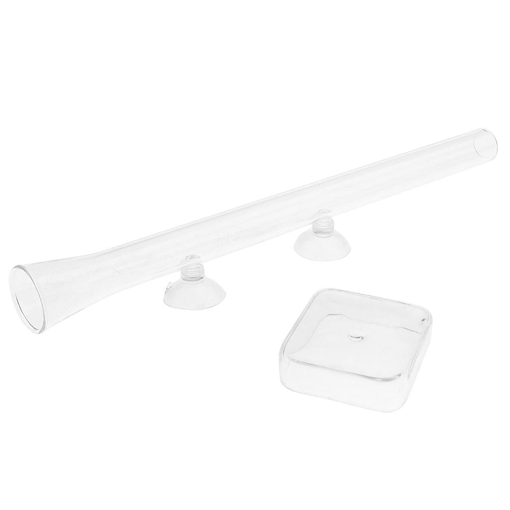 Aquarium Fish Tank Shrimp Feeding Food Dish Square+Feeding Tube Holder 300mm