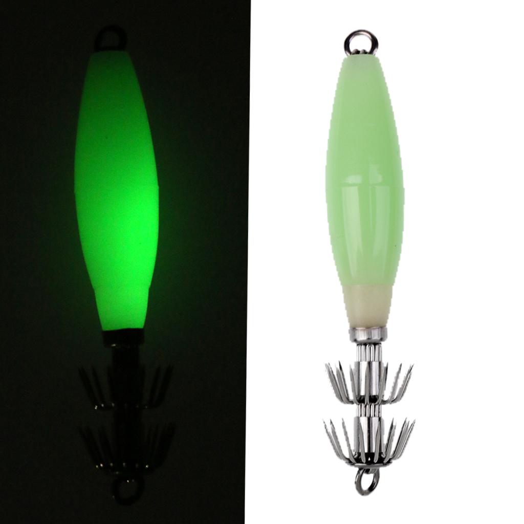 2pcs Luminous Octopus Squid Jig Hook 9.5cm/17g Saltwater Fishing Lure Bait