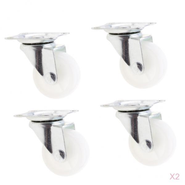 8Pieces Heavy Duty 1.5'' Swivel Castor Wheels Trolley Furniture Caster White