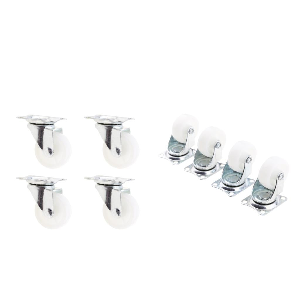 8Pieces Heavy Duty 1.5'' Swivel Castor Wheels Trolley Furniture Caster White