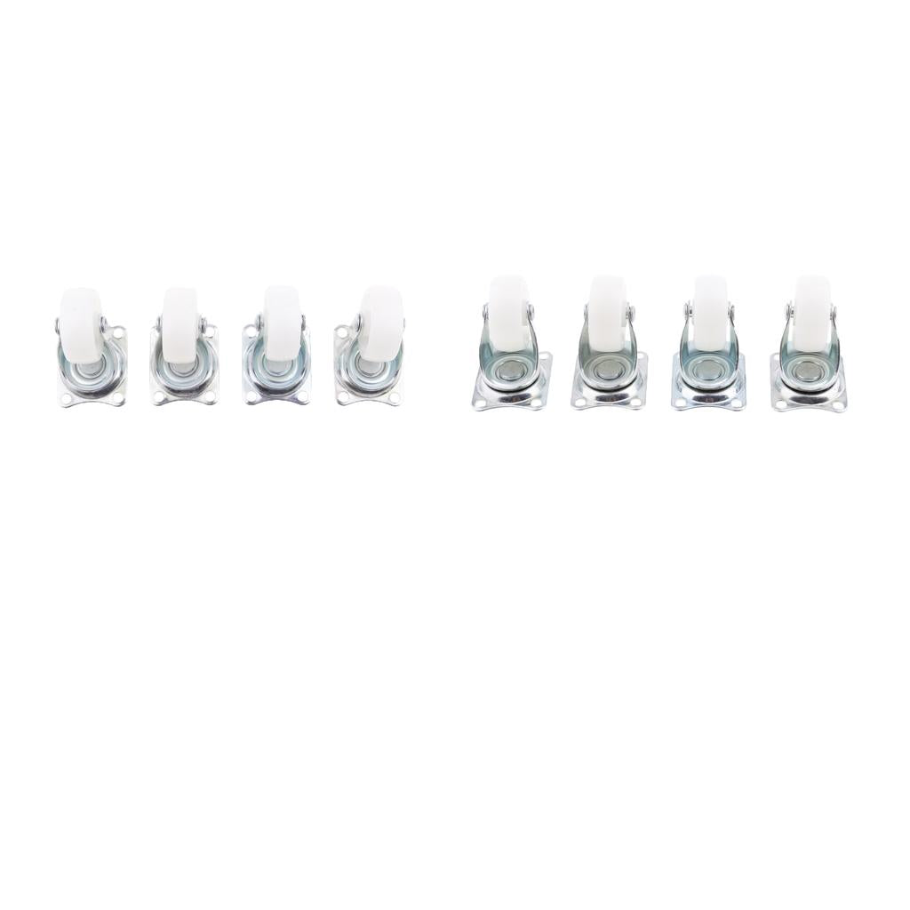 8Pieces Heavy Duty 1.5'' Swivel Castor Wheels Trolley Furniture Caster White