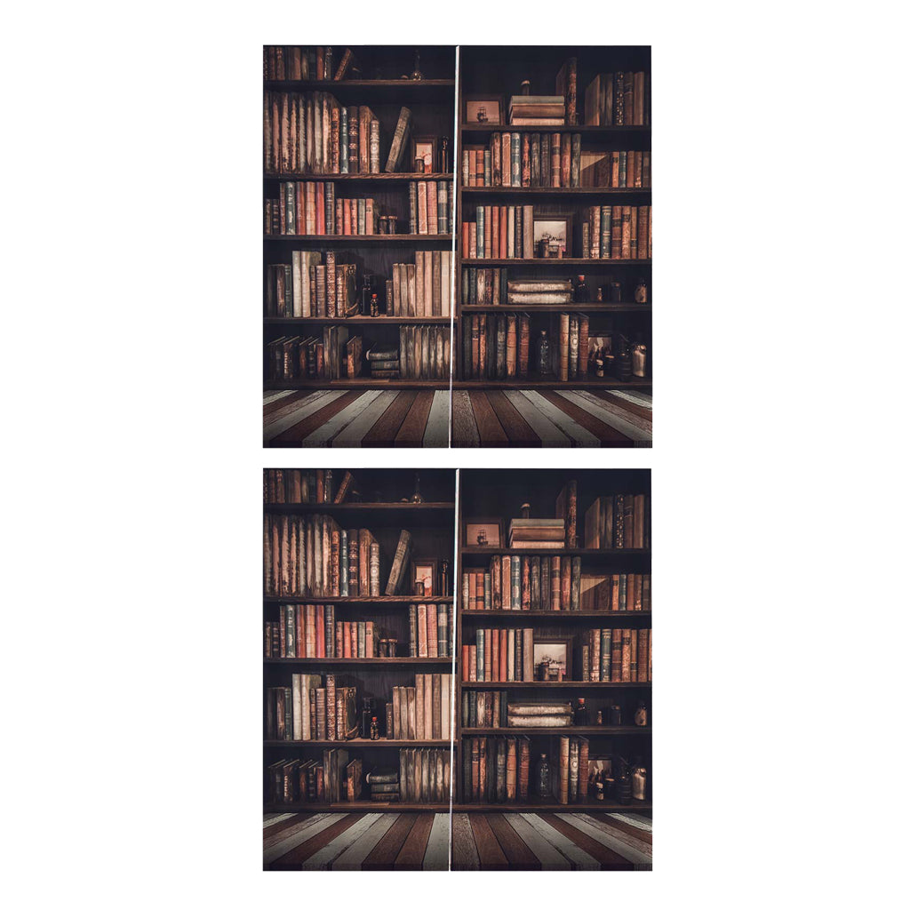 4 Panels Digital Printing Thermal Insulated 3D Curtains Bookcase
