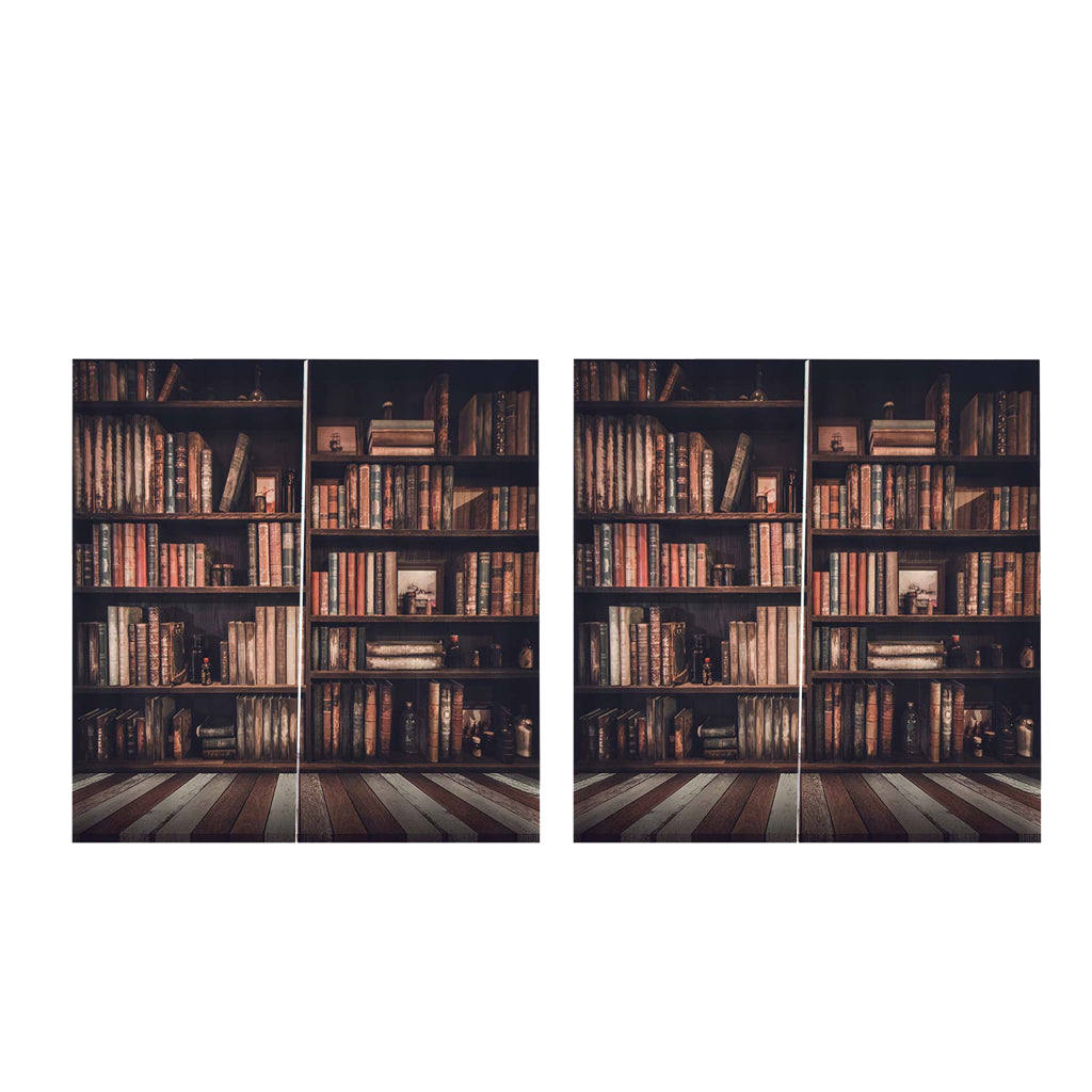 4 Panels Digital Printing Thermal Insulated 3D Curtains Bookcase