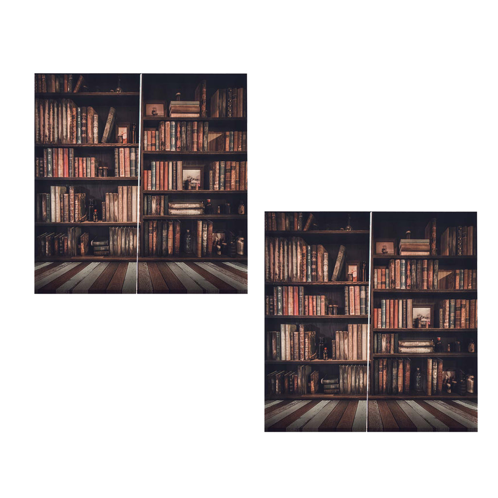 4 Panels Digital Printing Thermal Insulated 3D Curtains Bookcase